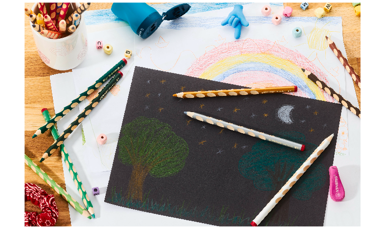 Ergonomic Colouring Pencil - STABILO EASYcolors - Left-Handed - Pack of 12 - Special Colours with Sharpener