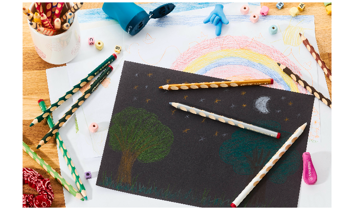 Ergonomic Colouring Pencil - STABILO EASYcolors - Right-Handed - Pack of 12 - Special Colours with Sharpener