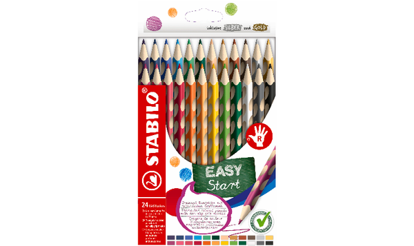 Ergonomic Colouring Pencil - STABILO EASYcolors - Right-Handed - Pack of 24 - Assorted Colours