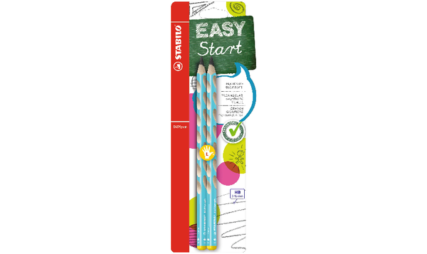 Ergonomic Graphite Pencil - STABILO EASYgraph - Left or Right Handed - Pack of 2 - Blue - HB