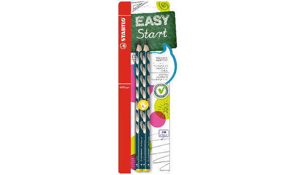 Ergonomic Graphite Pencil - STABILO EASYgraph - Left or Right Handed - Pack of 2 - Petrol - HB