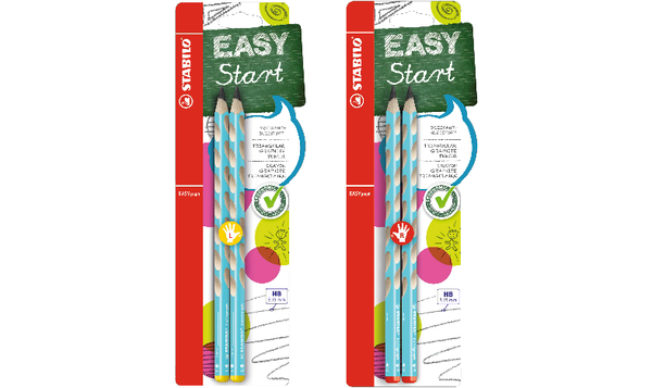 Ergonomic Graphite Pencil - STABILO EASYgraph - Left or Right Handed - Pack of 2 - Blue - HB