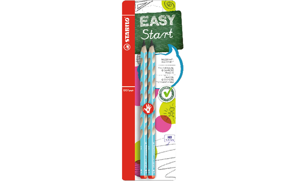 Ergonomic Graphite Pencil - STABILO EASYgraph - Left or Right Handed - Pack of 2 - Blue - HB