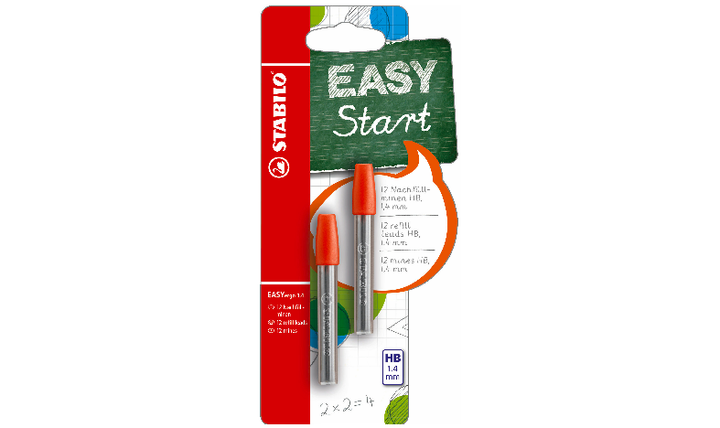 Ergonomic Mechanical Pencil - STABILO EASYergo 1.4 Refill Leads - Pack of 6 x 2 - HB