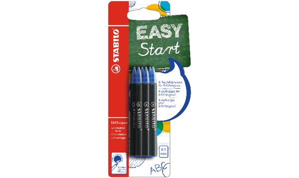Ergonomic Rollerball - STABILO EASYoriginal Refills - Pack of 6 pcs - Blue