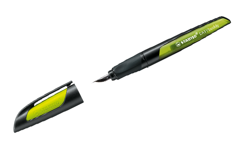 Ergonomic School Fountain Pen - STABILO EASYbuddy - Black/Lime