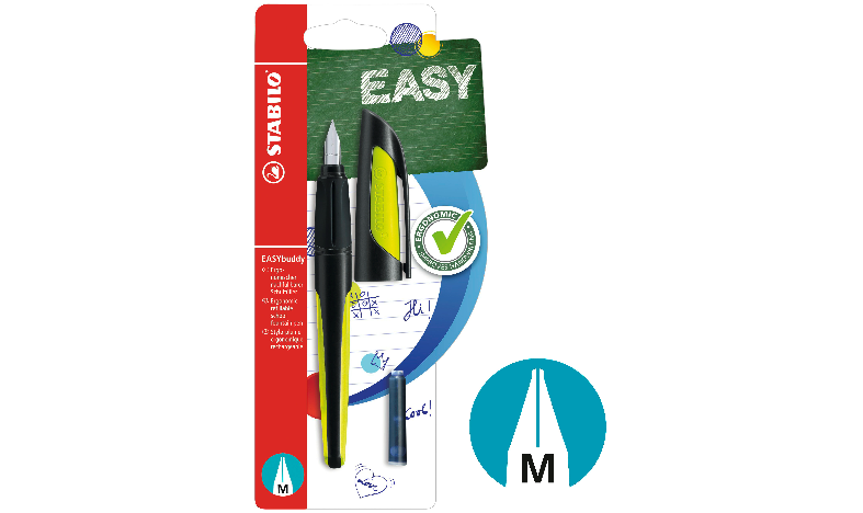 Ergonomic School Fountain Pen - STABILO EASYbuddy - Black/Lime