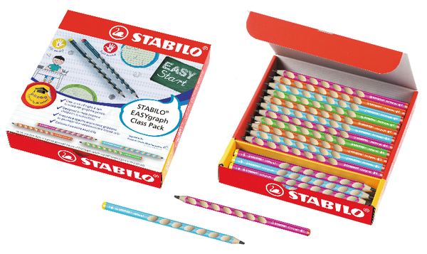 Ergonomic Graphite Pencil - STABILO EASYgraph - Classpack of 48 - 8 x Left-Handed and 40 x Right-Handed - Assorted Colours - HB
