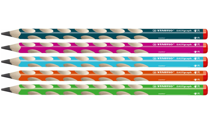 Ergonomic Graphite Pencil - STABILO EASYgraph - Classpack of 48 - 8 x Left-Handed and 40 x Right-Handed - Assorted Colours - HB