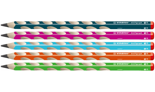 Ergonomic Graphite Pencil - STABILO EASYgraph - Classpack of 48 - 8 x Left-Handed and 40 x Right-Handed - Assorted Colours - HB