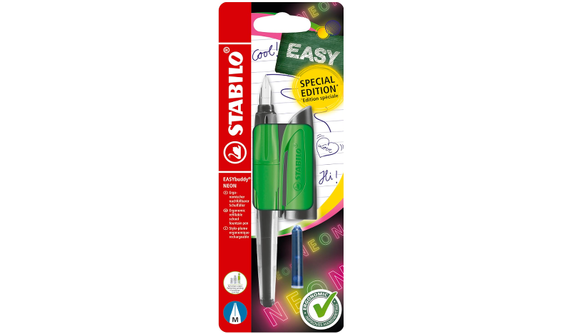 Ergonomic School Fountain Pen - STABILO EASYbuddy Neon - Assorted Colours and Nibs