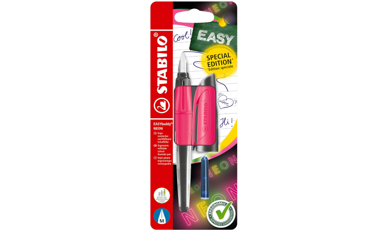 Ergonomic School Fountain Pen - STABILO EASYbuddy Neon - Assorted Colours and Nibs