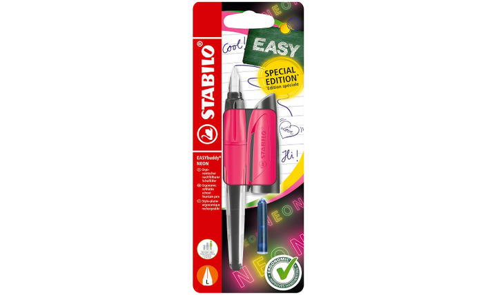 Ergonomic School Fountain Pen - STABILO EASYbuddy Neon - Assorted Colours and Nibs