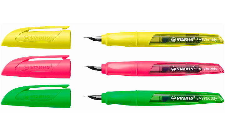 Ergonomic School Fountain Pen - STABILO EASYbuddy Neon - Assorted Colours and Nibs