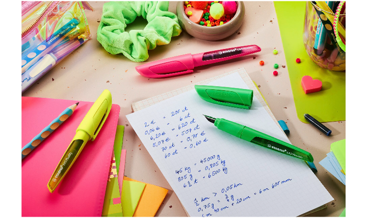 Ergonomic School Fountain Pen - STABILO EASYbuddy Neon - Assorted Colours and Nibs