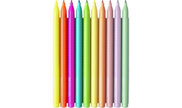 Faber-Castell Grip Colour Markers - Neon + Pastel Colours Set of 10
