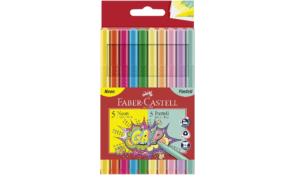 Faber-Castell Grip Colour Markers - Neon + Pastel Colours Set of 10