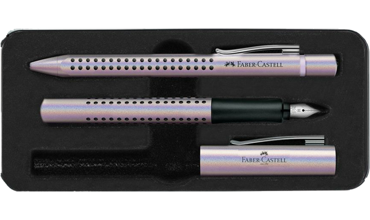 Faber-Castell Grip Edition Glam Fountain and Ballpoint Pen Set Pearl