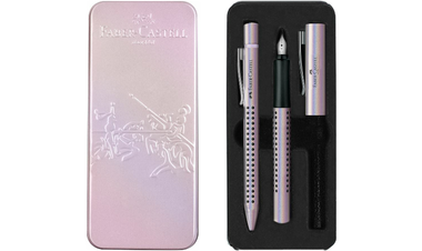 Faber-Castell Grip Edition Glam Fountain and Ballpoint Pen Set Pearl