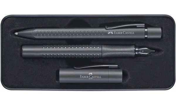 Faber-Castell Grip Fountain Pen and Ballpoint Set Limited Edition All Black