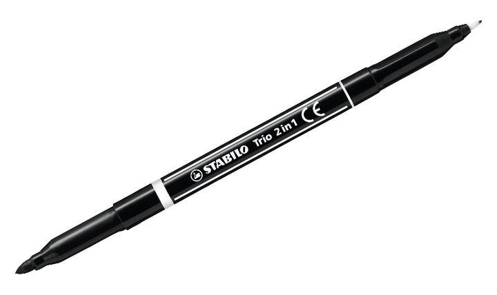 Fibre-Tip Pen and Fineliner - STABILO Trio 2 in 1 - Pack of 10 - Assorted Colours