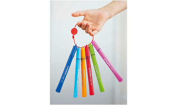 Fibre-Tip Pen with Cap-Ring - STABILO Cappi - Pack of 18 - Assorted Colours + 2 Cap-Rings