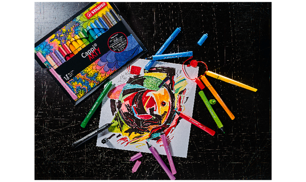 Fibre-Tip Pen with Cap-Ring - STABILO Cappi ARTY - Pack of 18 - Assorted Colours with 2 Cap-Rings