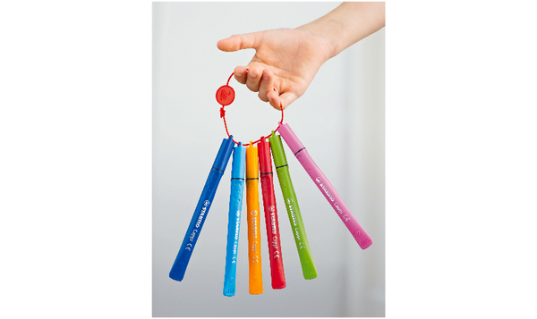 Fibre-Tip Pen with Cap-Ring - STABILO Cappi ARTY - Pack of 18 - Assorted Colours with 2 Cap-Rings
