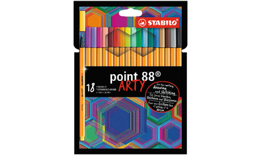 Fineliner - STABILO point 88 - ARTY - Pack of 18 - Assorted Colours