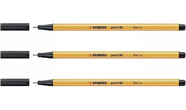 Fineliner - STABILO point 88 - Assorted Colours - Packs of 3