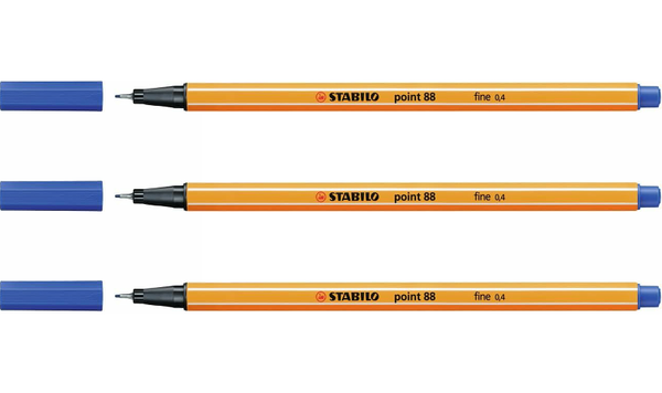 Fineliner - STABILO point 88 - Assorted Colours - Packs of 3