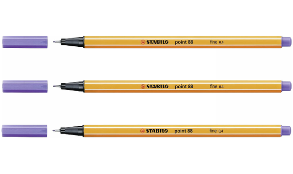 Fineliner - STABILO point 88 - Assorted Colours - Packs of 3