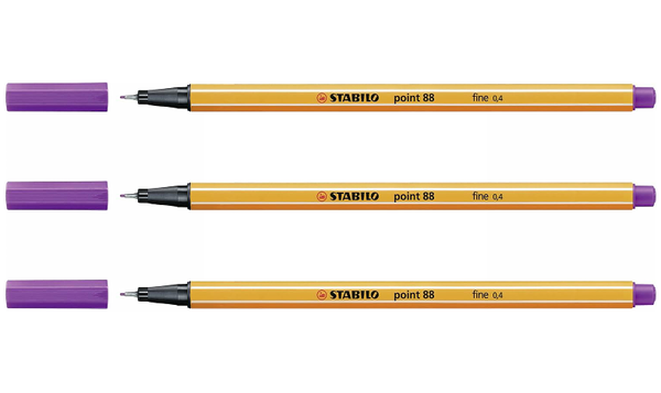 Fineliner - STABILO point 88 - Assorted Colours - Packs of 3