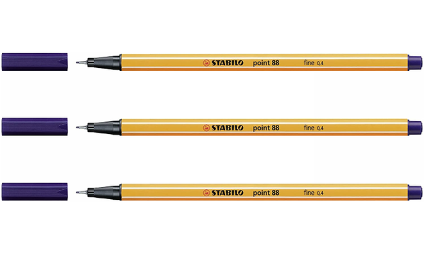 Fineliner - STABILO point 88 - Assorted Colours - Packs of 3
