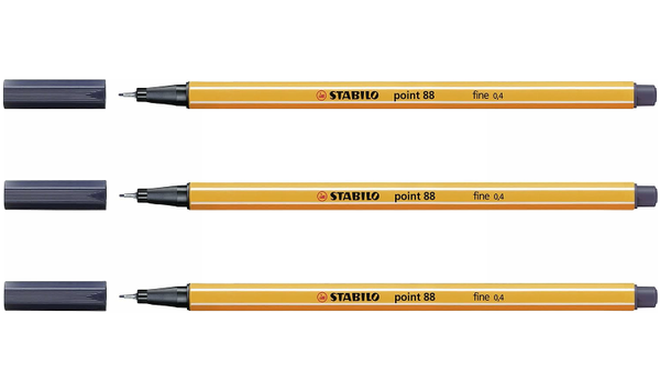 Fineliner - STABILO point 88 - Assorted Colours - Packs of 3