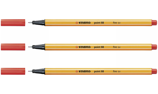 Fineliner - STABILO point 88 - Assorted Colours - Packs of 3