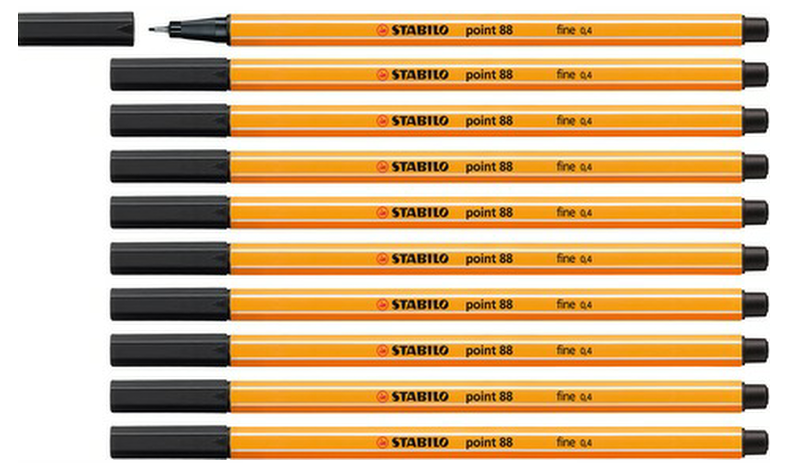 Fineliner - STABILO point 88 - Pack of 10 - Black