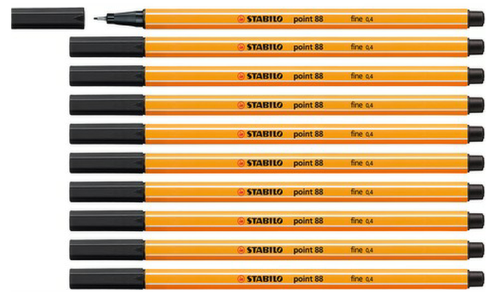 Fineliner - STABILO point 88 - Pack of 10 - Black