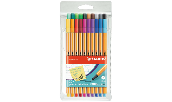 Fineliner - STABILO point 88 - Pack of 20 - Assorted Colours