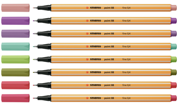 Fineliner - STABILO point 88 - Pack of 8 - Assorted Colours