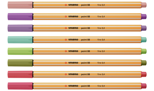 Fineliner - STABILO point 88 - Pack of 8 - Assorted Colours