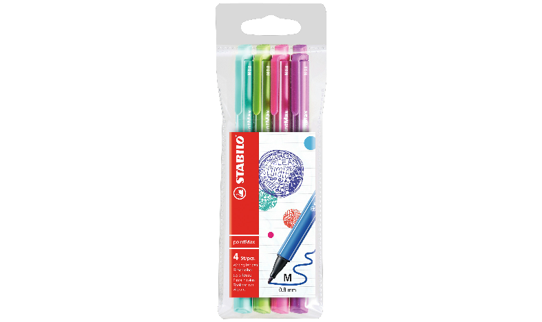 Fineliner - STABILO pointMax - Pack of 4 - Ice Green, Light Green, Pink, Lilac