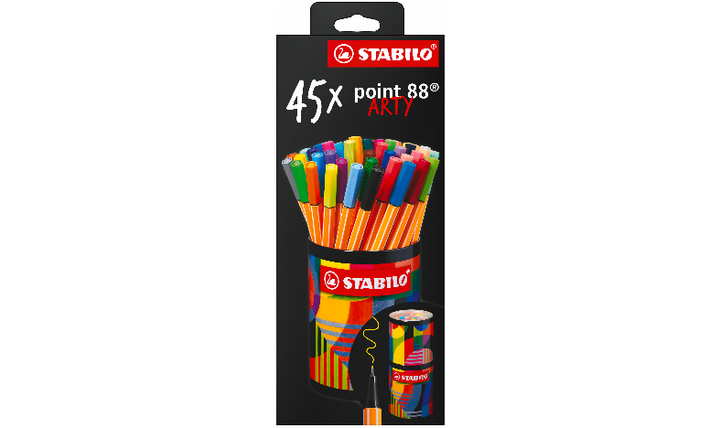 Fineliner - STABILO point 88 - ARTY - Tin of 45 - Assorted Colours