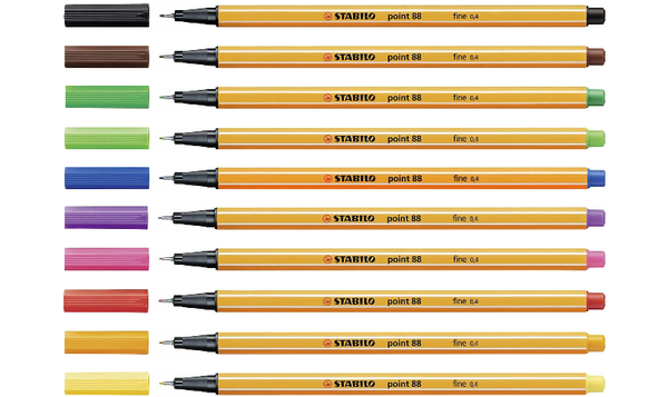 Fineliner - STABILO point 88 - Pack of 10 - Assorted Colours