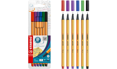 Fineliner - STABILO point 88 - Pack of 6 - Assorted Colours