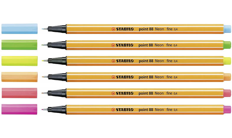 Fineliner - STABILO point 88 - Pack of 6 - Neon Colours