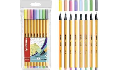 Fineliner - STABILO point 88 - Pack of 8 - Assorted Pastel Shades