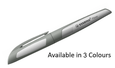 Fountain Pen - STABILO Flow - MONOCHROME - Medium Nib - Pack of 1 - Assorted Colours including Blue Ink Cartridge