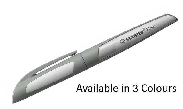 Fountain Pen - STABILO Flow - MONOCHROME - Medium Nib - Pack of 1 - Assorted Colours including Blue Ink Cartridge