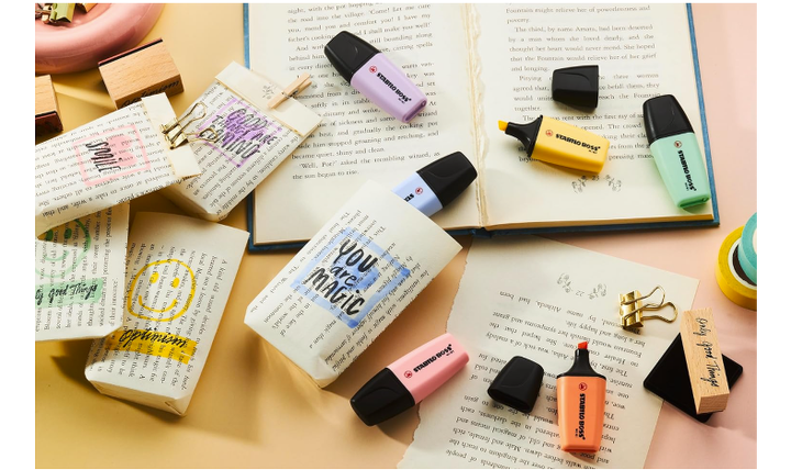 Highlighter - STABILO BOSS MINI Pastel - Pack of 6 - Assorted Colours